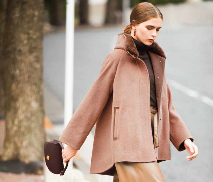 コート 69,300円(税込) カラー:エクリュベージュ、ローズブラウン×カカオブラウン、ブラック×チョコブラウン