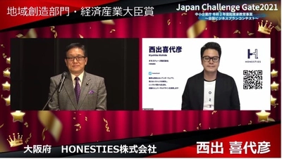 2020年グッドデザイン賞を受賞のHONESTIES(オネスティーズ)」が全国を代表するベンチャー企業を集めたビジネスコンテスト「Japan Challenge Gate2021」で最優秀賞を受賞！