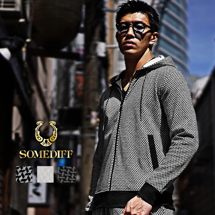 総柄フルZIPパーカー