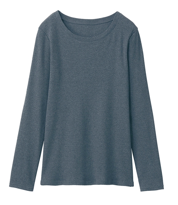 商品概要 綿100%あったかリブカットソー・クルーネック長袖レディース