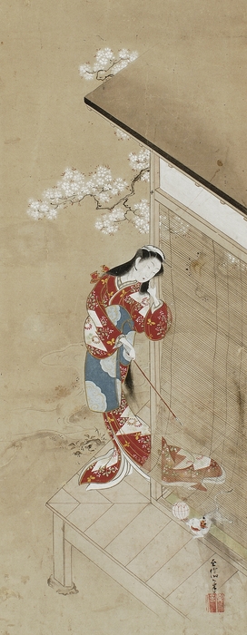 美人遊猫図 田中至信画