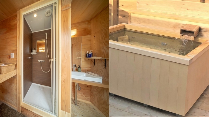 檜露天風呂 シャワールーム 洗面台