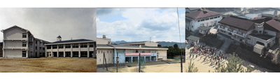 左から、旧・南花台西小学校、旧・南花台東小学校、旧・滝畑小学校