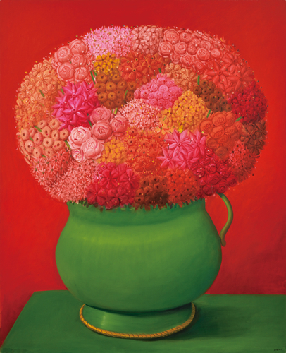 フェルナンド・ボテロ《赤の花》（3点組）　2006年　油彩／カンヴァス