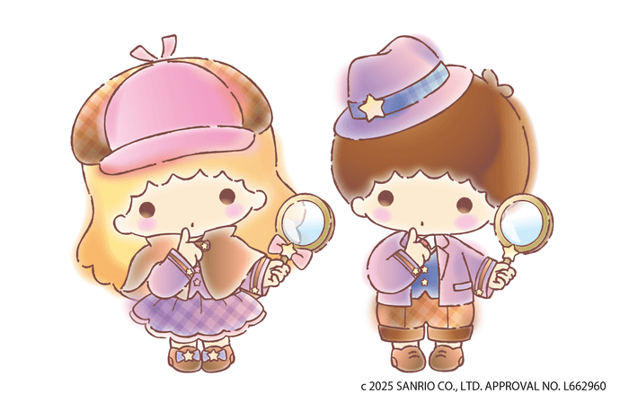 探偵衣装を身に纏った本イベント描き下ろしのキキ＆ララ