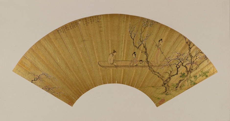 春水吹簫図扇面