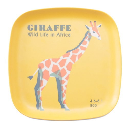 「バンブーファイバー プレート Giraffe」価格：490円／サイズ：W22×D22×H2cm／材質：メラニン樹脂・バンブーファイバー