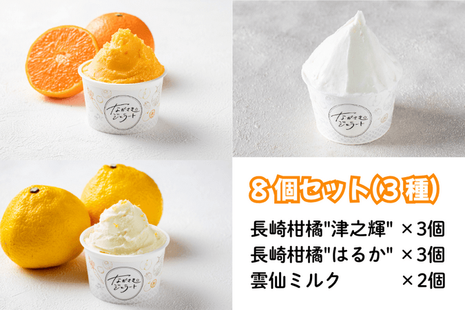 ながさきジェラート 長崎柑橘食べ比べ8個セット