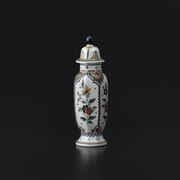 オランダ・デルフト 色絵草花文飾小壺 甲賀市