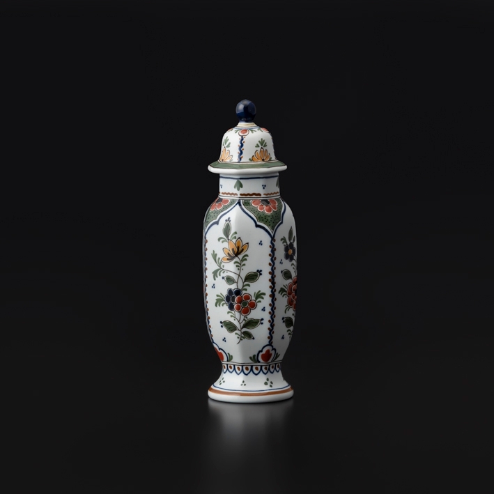 オランダ・デルフト 色絵草花文飾小壺 甲賀市