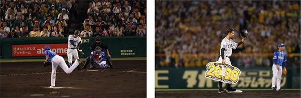 (左)2000本安打達成時(1) (右)2000本安打達成時(2)