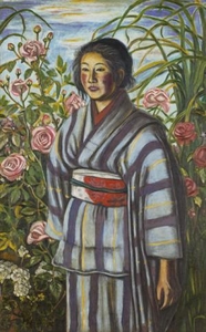 村山槐多《バラと少女》1917（大正6）年 東京国立近代美術館