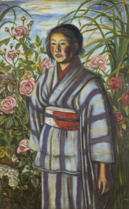 村山槐多《バラと少女》1917(大正6)年 東京国立近代美術館