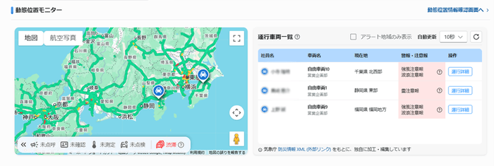 <動態渋滞表示><気象警報・注意報表示>