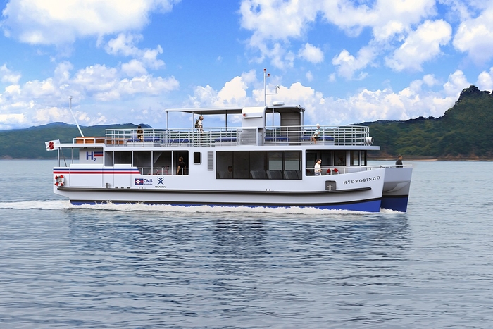 Conceptual drawing of hydrogen-powered ferry, HydroBingo