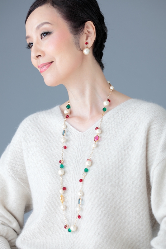 マルチカラーラリエット&イヤリング