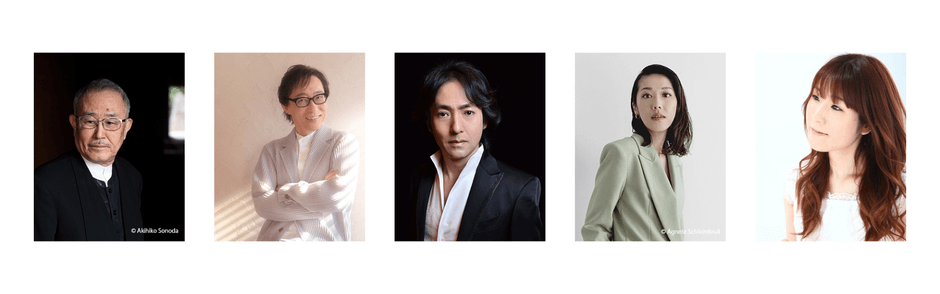 左から山下 洋輔、小原 孝、秋川 雅史、挾間 美帆(委嘱曲提供)、富貴 晴美