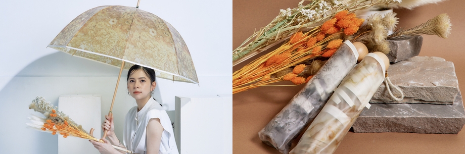 長傘(左)と折りたたみ傘(右)の2タイプ