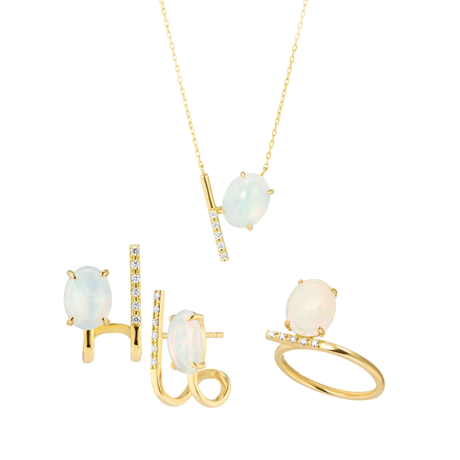 K18YG オパール/ダイヤモンド ジュエリー