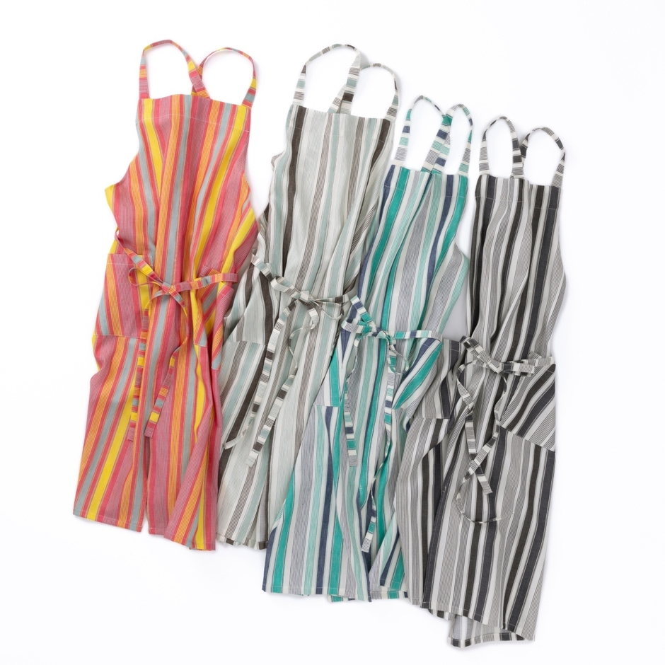 綿麻マルチストライプ エプロン