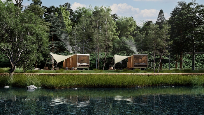 白樺湖畔に建つアースボート(イメージ)