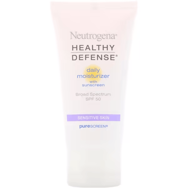 Neutrogena, Healthy Defense, 日焼け止め配合デイリーモイスチャライザー, 広域スペクトルSPF数値50, 50ml