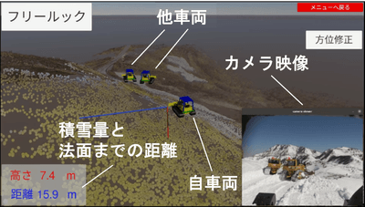 図.除雪作業支援システムとカメラ映像との比較