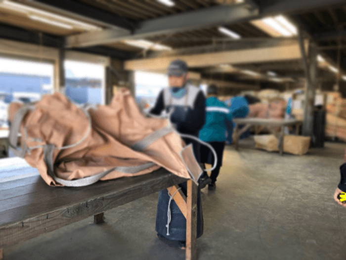 フレコン仕分け,たたみ作業