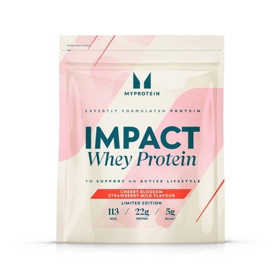 2025年発売の数量限定新商品「Impact ホエイ プロテイン(桜ストロベリーミルクフレーバー)」