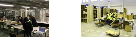 (左)検針作業シミュレーションの様子(右)棚入前検品作業の様子