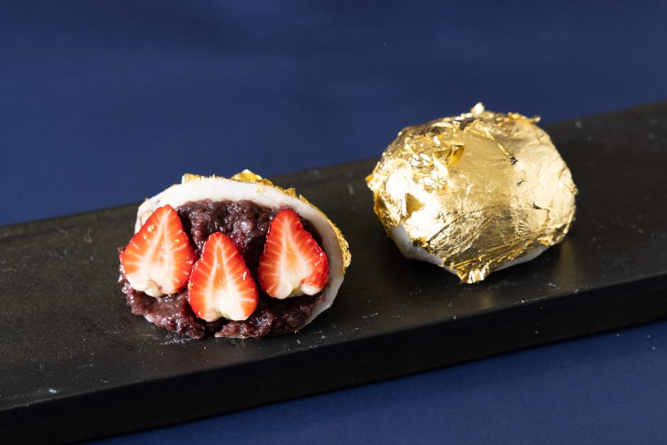 ジャンボ金箔大福 断面カット ひき