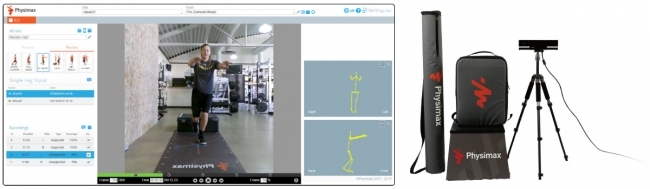 図1．（左）専用パソコンでの計測画面／（右）Physimax計測キット