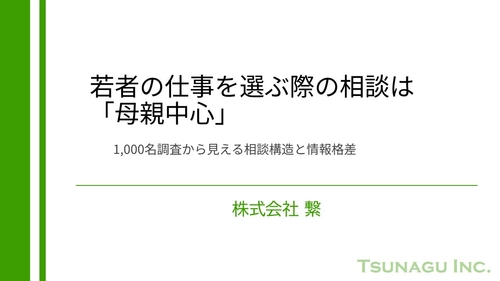 若者の仕事を選ぶ際の相談は「母親中心」 ―1,000名調査で見えた課題