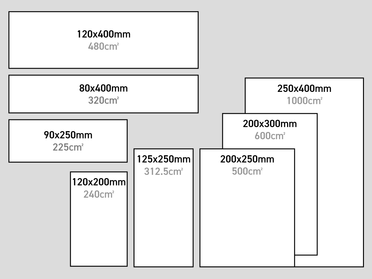 アクリルオブジェ本体の対応サイズ