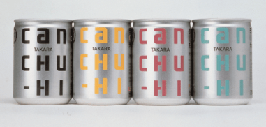 1984年発売当時の商品 　左から純ハイ(プレーン)・レモン・プラム・グレープフルーツ