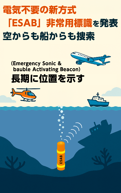 音波と気泡による非常用位置通報装置「ESAB」
航空・防衛用途への応用