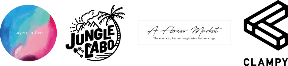 左からLayers coffee、JUNGLE LABO、A flower market、CLAMPY