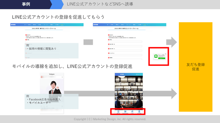 LINE公式アカウントなどSNSへ誘導