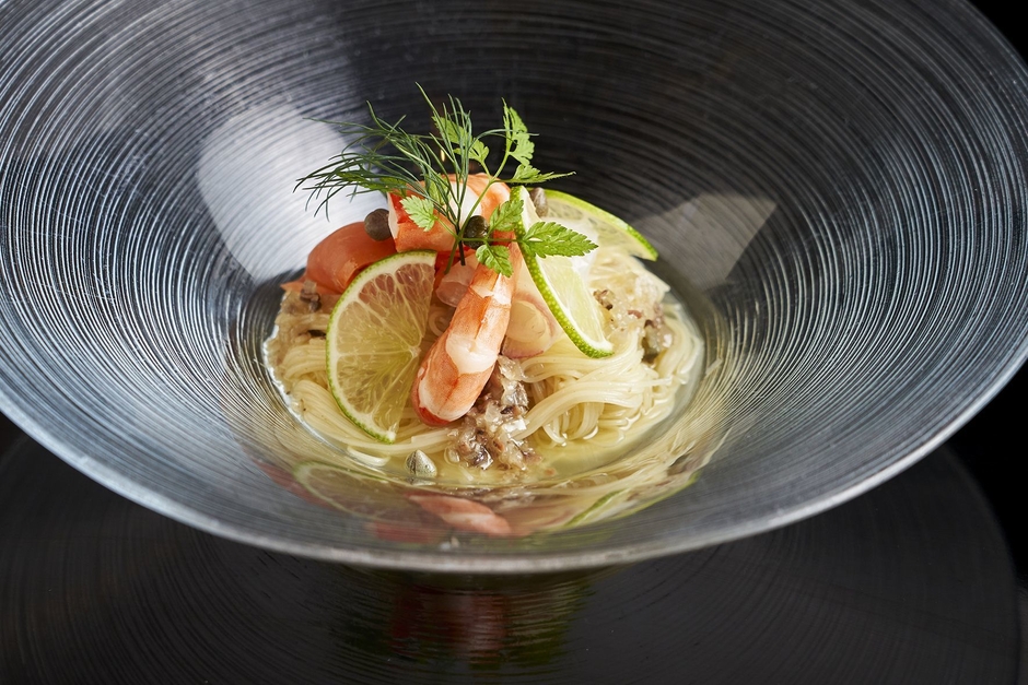 シーフードマリネの冷製カッペリーニ(結庵)