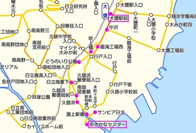 日立電鉄バス　路線図※PCソフトウェア「駅すぱあと」の画面イメージ