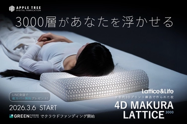 延期となった3Dプリント枕プロジェクト、名称を一新「4D MAKURA LATTICE3000」としてクラウドファンディング再始動【APPLE TREE株式会社】