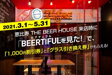 ビール好き必見！1,000円割引券とグラス引き換え券がもらえる プレゼントキャンペーンを2021年3月1日(月)より実施！