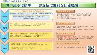 お申込みは簡単! お支払は便利な口座振替