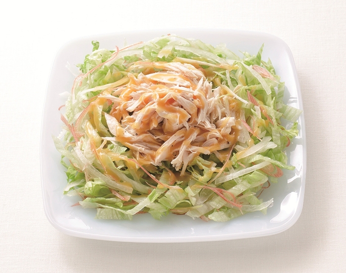 レタスとみょうがと鶏ささみの和風サラダ(和風たまねぎドレッシング使用)