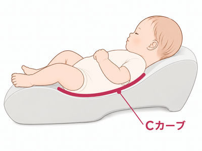 赤ちゃんの自然な丸みに沿う「Cカーブ設計」(イメージ図)