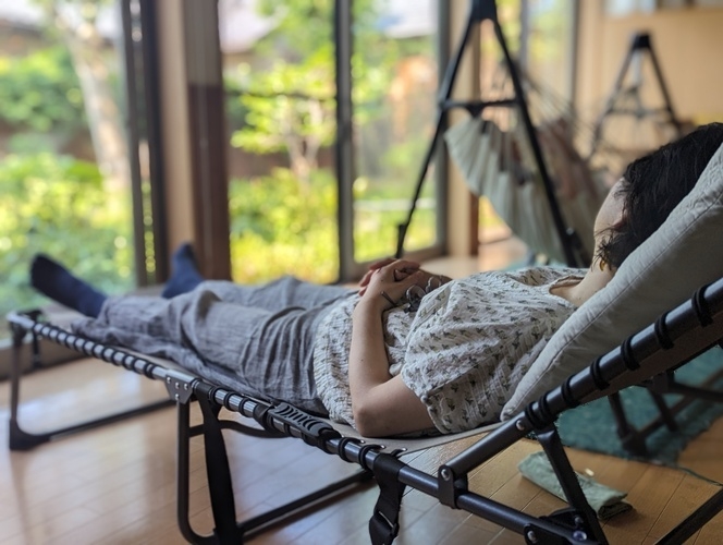 温まったらハンモックで休憩