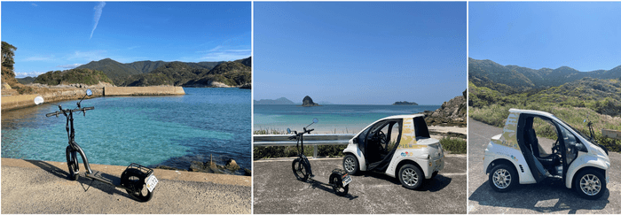 超小型1人乗り電気自動車(COMS)や電動キックボード(Ridee)で風を感じてちょい乗り