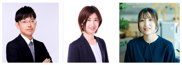 (左から) 防災事業部 海洋事業課 管理主任 諸原 慎之介、 防災事業部 海洋事業課 管理主任 畑 美菜代、 防災事業部 海洋事業課 紀藤 菜桜