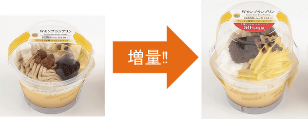 Wモンブランプリン　増量イメージ画像