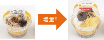 Wモンブランプリン 増量イメージ画像